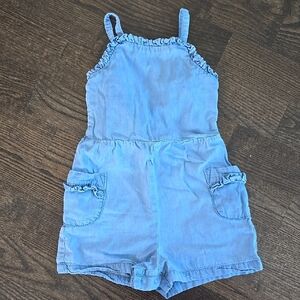 Cat And Jack Blue Denim Romper With Pockets Size 2T